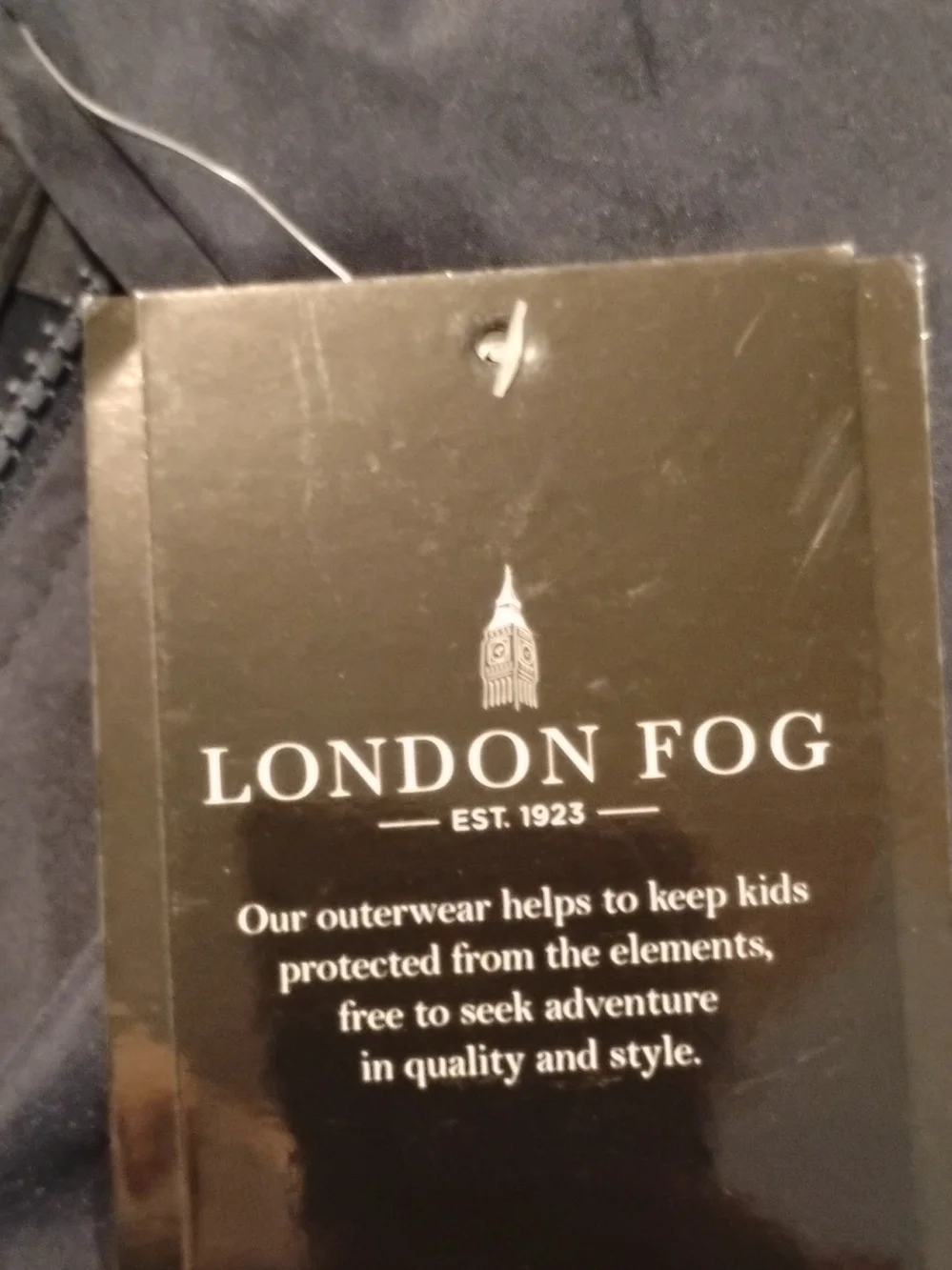 London Fog Black Kids Raincoat with Green Dino Appliqué